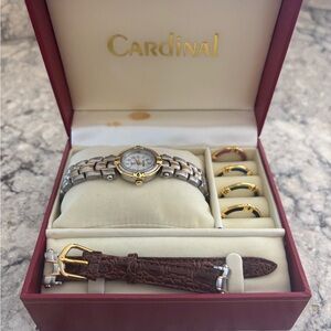 Vintage new Cardinal Two-Tone Women's Watch with Interchangeable Accents